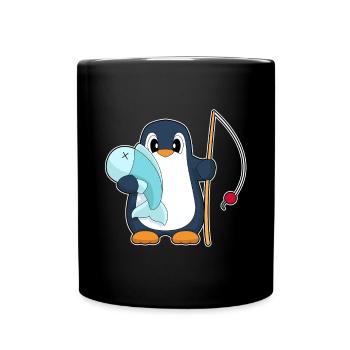 Pinguin Angler Fisch Angeln - Tasse einfarbig - Schwarz - Vorne