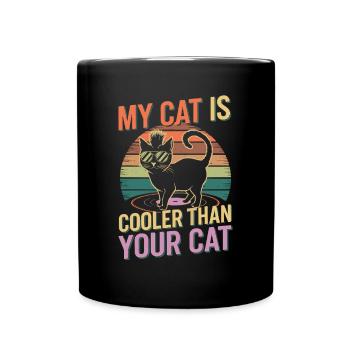 Mon chat est plus cool que ton chat Retro - Mug uni - noir - Devant