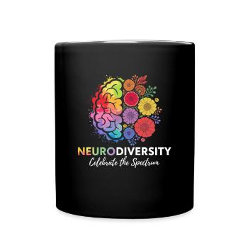 Neurodiversity Celebrates the Spectrum Flower Design - Full Colour Mug - black - Front