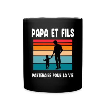 papa et fils père fils partenaire vie fête pères - Mug uni - noir - Devant