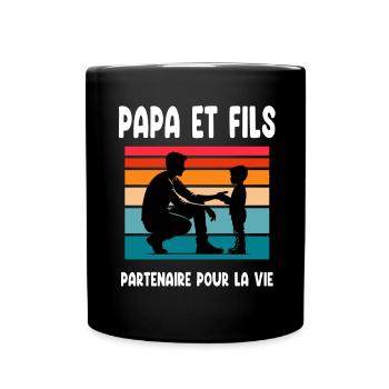 papa et fils vintage père et fils fête des pères - Mug uni - noir - Devant