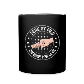 père et fils coup de point duo papa fête pères - Mug uni - noir - Devant