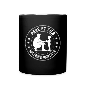 père et fils équipe vie duo papa fête des pères - Mug uni - noir - Devant