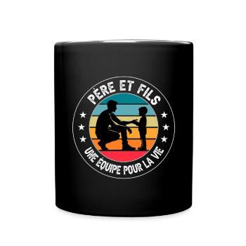 père et fils équipe vie vintage duo fête pères - Mug uni - noir - Devant