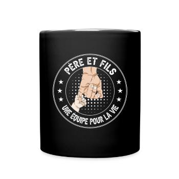père et fils main assorti duo papa fête des pères - Mug uni - noir - Devant