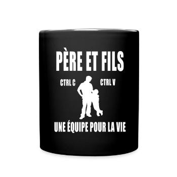 père et fils papa copier coller duo assorti ctrl - Mug uni - noir - Devant