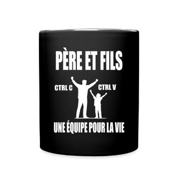 père et fils papa copier coller duo fête pères - Mug uni - noir - Devant