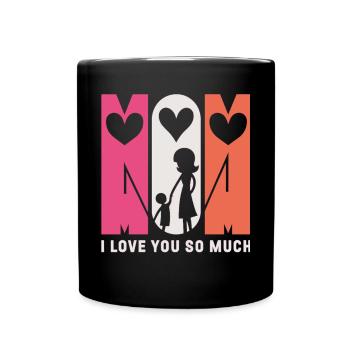 Maman, je t’aime - Cœur pour maman - Mug uni - noir - Devant