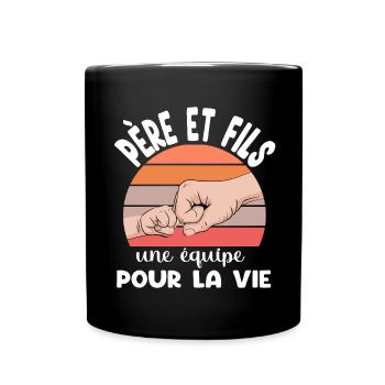 père et fils papa coup de point duo fête pères - Mug uni - noir - Devant