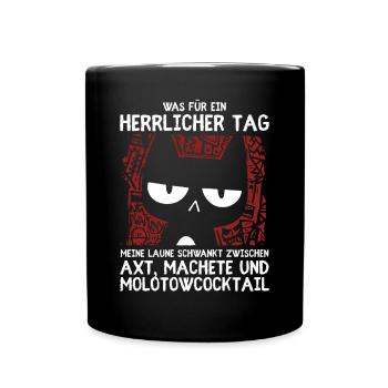 Wortlose Verachtung im Katzenformat schwarz & böse - Tasse einfarbig - Schwarz - Vorne