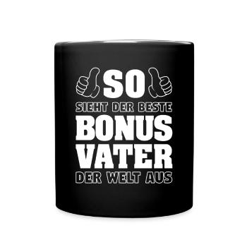 Bonus Vater Stiefvater Stiefpapa Vatertag Geschenk - Tasse einfarbig - Schwarz - Vorne