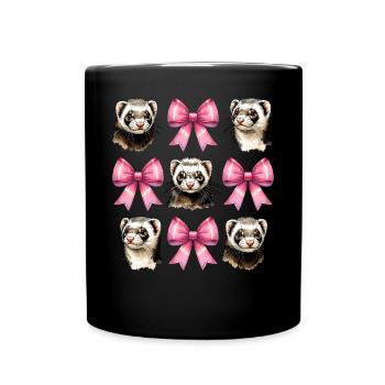 Coquette Bogen Frettchen niedlich rosa Mädchen Mom - Tasse einfarbig - Schwarz - Vorne