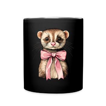 Coquette Bogen Frettchen niedlich rosa Mädchen Mom - Tasse einfarbig - Schwarz - Vorne