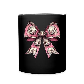 Coquette Bogen Frettchen Muster Cute Girl Mom - Tasse einfarbig - Schwarz - Vorne