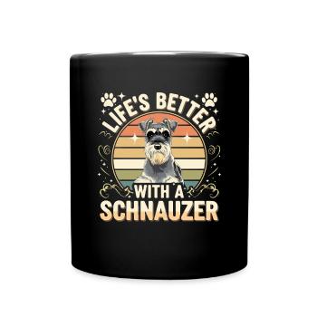 La vie est meilleure avec un Schnauzer rétro - Mug uni - noir - Devant
