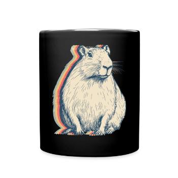 Capybara Capibara Retro-Linienkunst - Tasse einfarbig - Schwarz - Vorne