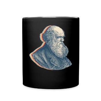 Charles Darwin Evolutionstheorie Retro-Linienkunst - Tasse einfarbig - Schwarz - Vorne