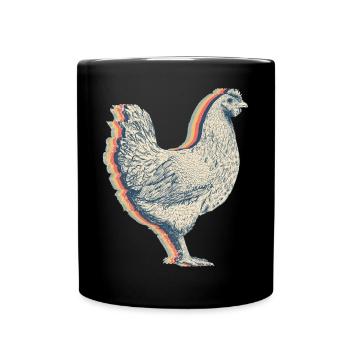 Chicken Farm Farmer Agriculture Retro Line Art - Full Colour Mug - black - Front