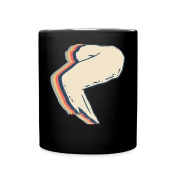 Chicken Wings Food Retro Line Art - Full Colour Mug - black - Front