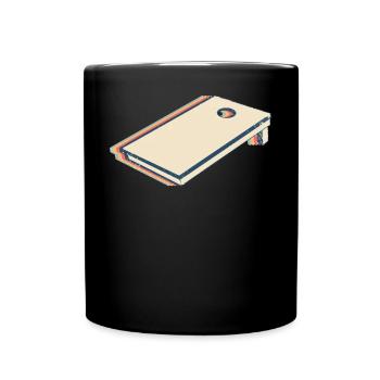 Cornhole Corn Hole Board Team Player Retro - Full Colour Mug - black - Front