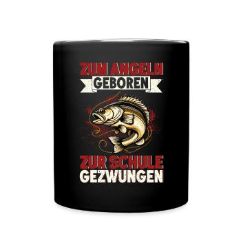 Angler Angelrute Witziges Fischer Hobbyfischer - Tasse einfarbig - Schwarz - Vorne