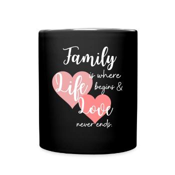 Familie Spruch Liebe Zusammenhalt - Tasse einfarbig - Schwarz - Vorne