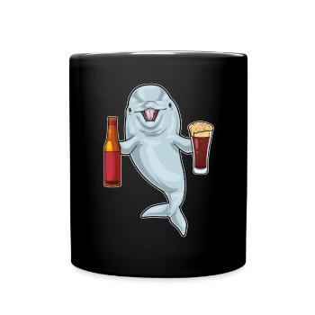Delfin Flasche Bier - Tasse einfarbig - Schwarz - Vorne