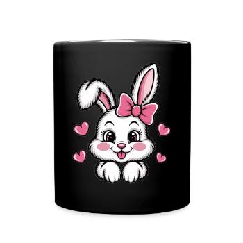 Niedlicher Hase für Tierfreunde - Tasse einfarbig - Schwarz - Vorne