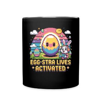 Ostern Gamer Hase Pixel Style - Tasse einfarbig - Schwarz - Vorne
