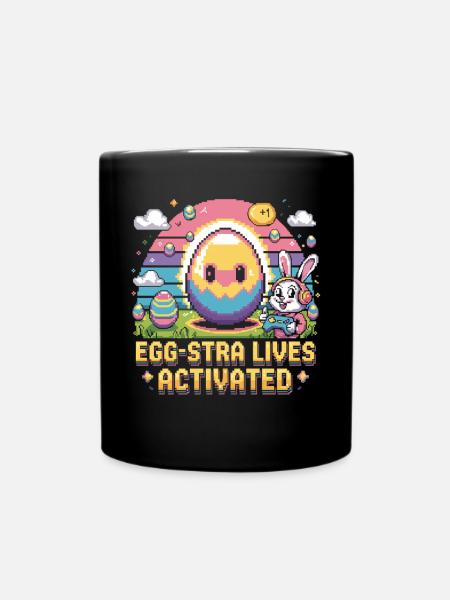 Ostern Gamer Hase Pixel Style - Tasse einfarbig - Schwarz