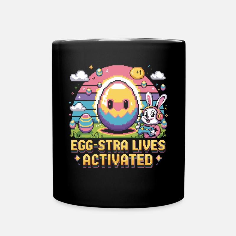 Ostern Gamer Hase Pixel Style - Tasse einfarbig - Schwarz