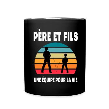 père et fils papa drôle complices duo vintage - Mug uni - noir - Devant