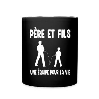père et fils papa drôle complices humour - Mug uni - noir - Devant