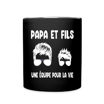 père et fils papa lunettes humour duo fête pères - Mug uni - noir - Devant