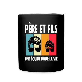 père et fils papa lunettes vintage duo complices - Mug uni - noir - Devant