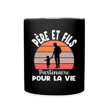 père et fils papa partenaire vie duo fête pères - Mug uni - noir - Devant