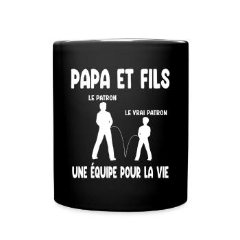 Vater und Sohn Papa Chef Humor Duo Vatertag - Tasse einfarbig - Schwarz - Vorne