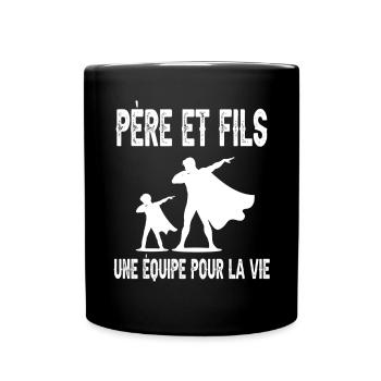 père et fils papa super héros dab duo fête pères - Mug uni - noir - Devant
