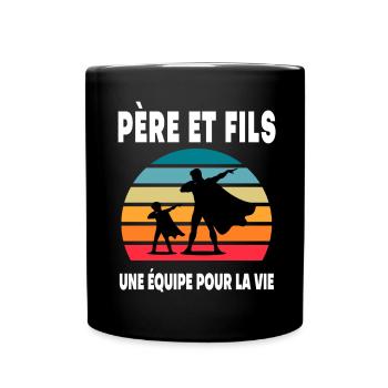 père et fils papa super héros dab duo vintage - Mug uni - noir - Devant