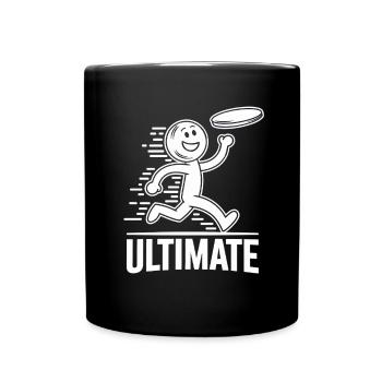 Lustiger Ultimate Frisbee Cartoon - Tasse einfarbig - Schwarz - Vorne