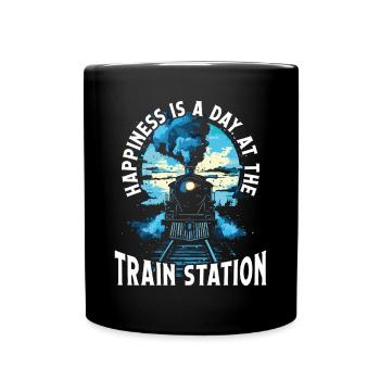 Zugfahrer Lokführer Zugliebhaber Bahnhof - Tasse einfarbig - Schwarz - Vorne