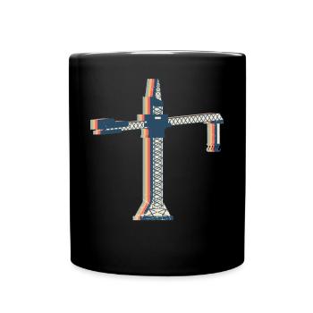 grutier construction HEO Retro Line Art - Mug uni - noir - Devant