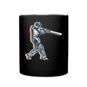 Cricket Player Team Retro Line Art - Full Colour Mug - black - Front