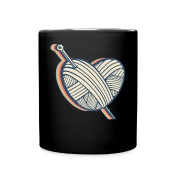 Crochet Crochet Crochet Crochet Knitting Heart - Full Colour Mug - black - Front
