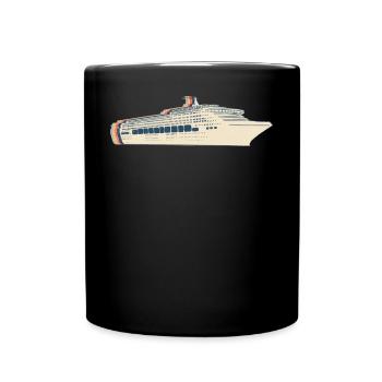 Cruise Cruise Vacation Retro Line Art - Full Colour Mug - black - Front