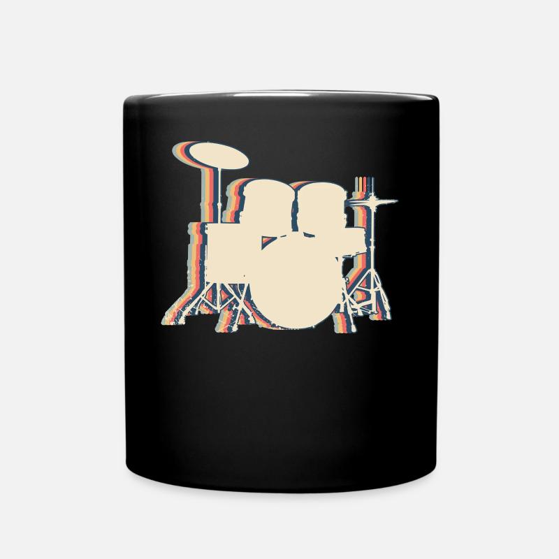 Drum Drummer Retro Line Art - Mug uni - noir