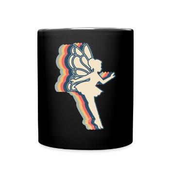Fee Fairycore Retro Line Art - Tasse einfarbig - Schwarz - Vorne
