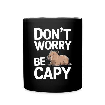 Capybara Dont Worry Be Capy Capybara Rodent - Full Colour Mug - black - Front