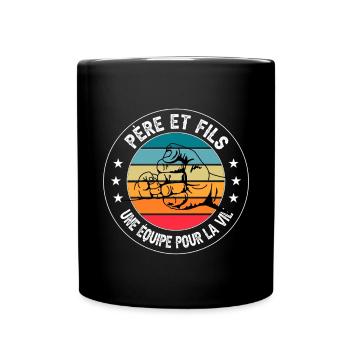 père et fils point main vintage duo fête pères - Mug uni - noir - Devant