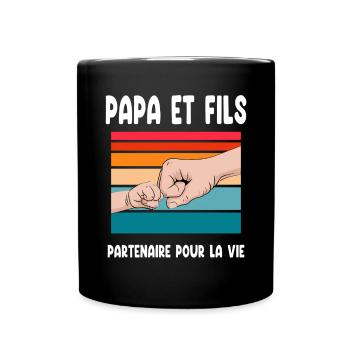 Vater und Sohn Vintage Dot Kick Vater Vater Geburtstag - Tasse einfarbig - Schwarz - Vorne
